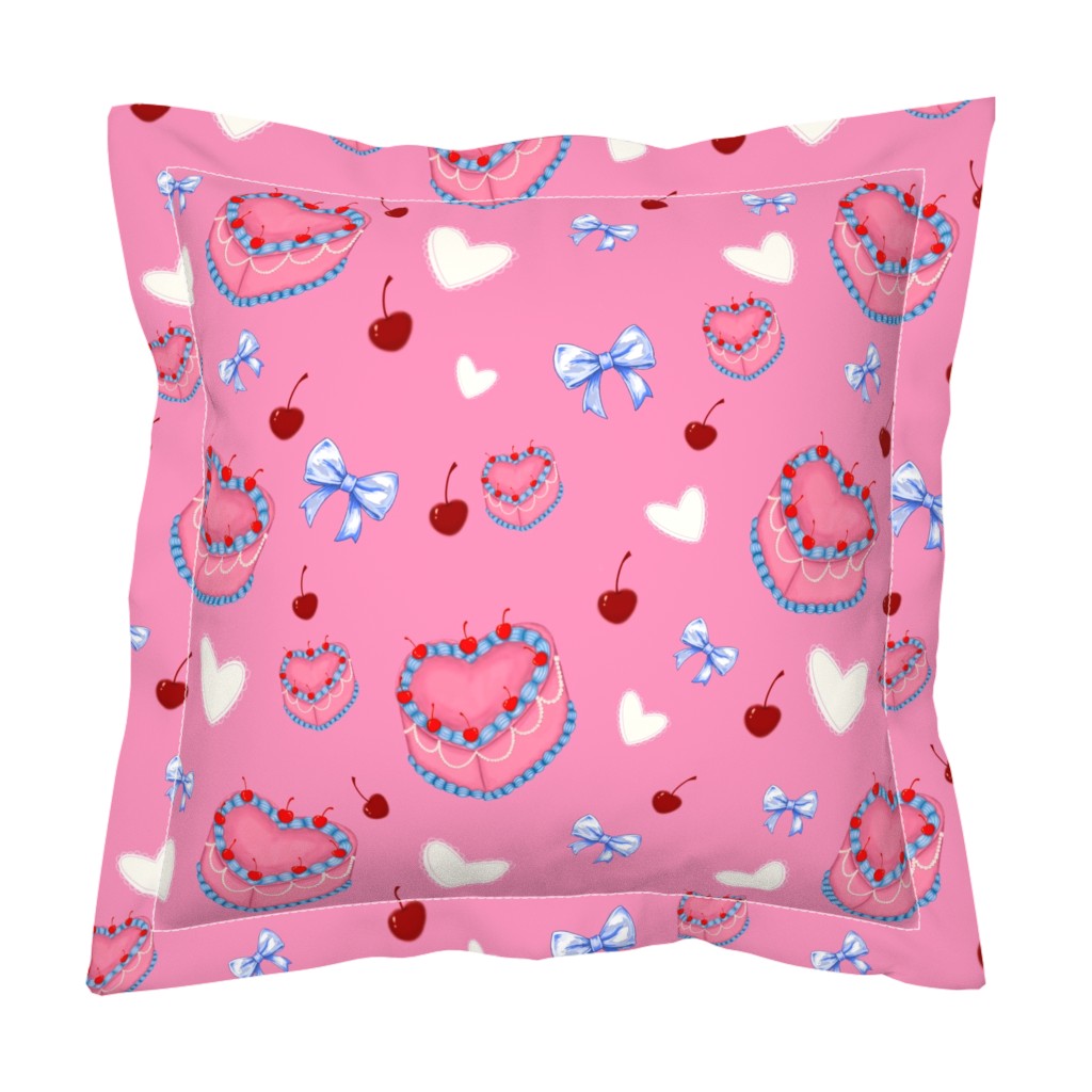 Cakes, Bows and Cherries Pattern Pillow Sham