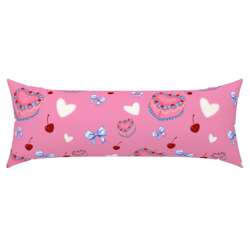 Cakes, Bows and Cherries Repeating Pattern Throw Pillow