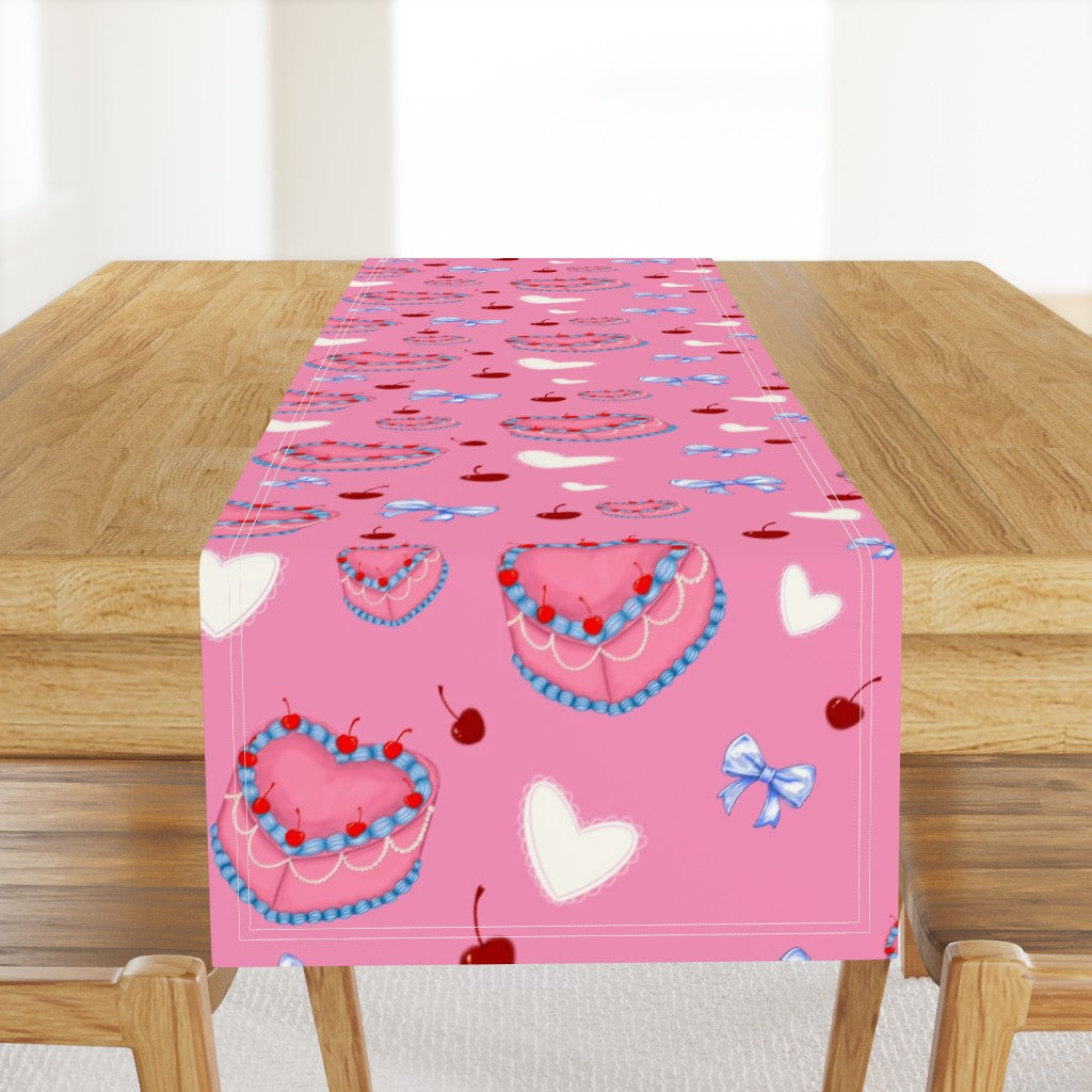 Cakes, Bows and Cherries Repeating Pattern Table Runner