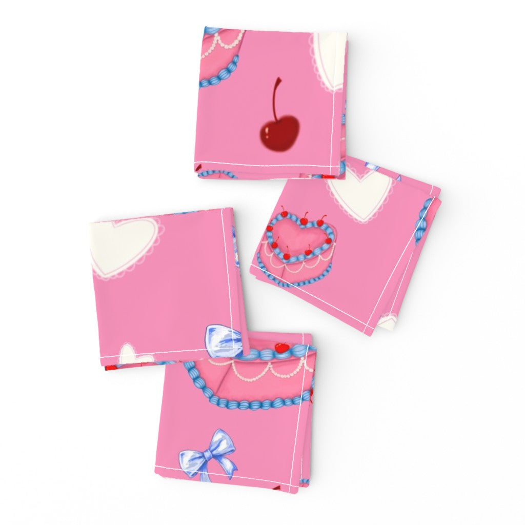 Cakes, Bows and Cherries Repeating Pattern Napkins