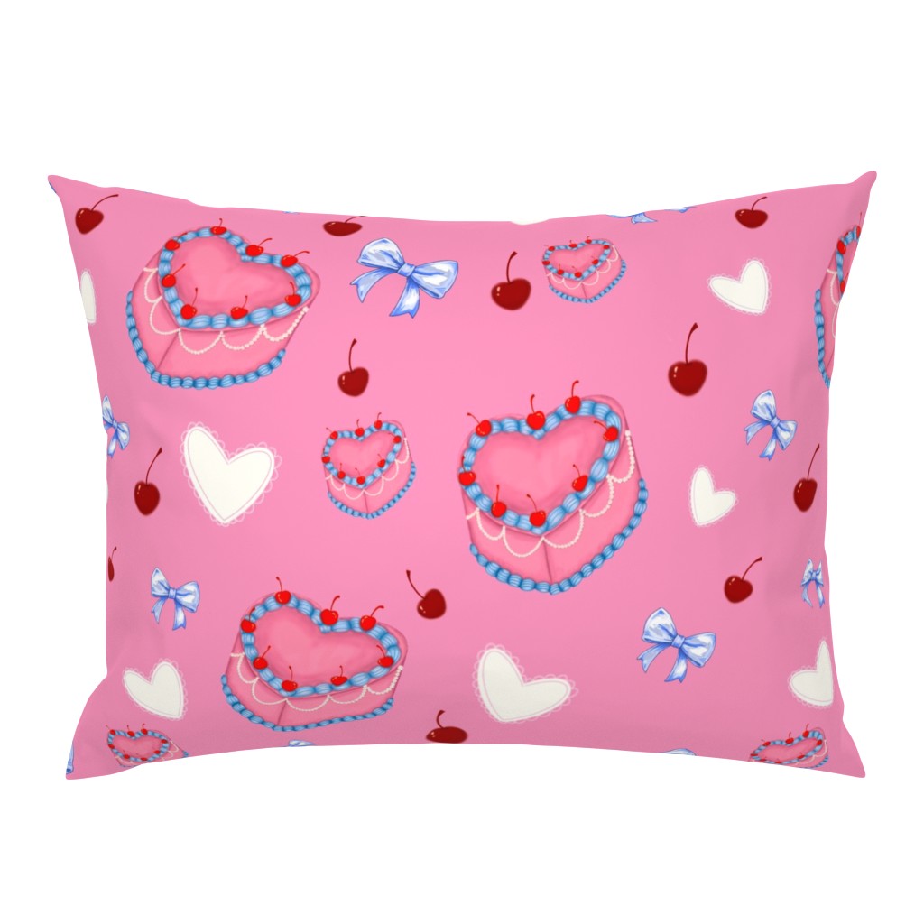 Cakes, Bows and Cherries Pattern Pillow Sham