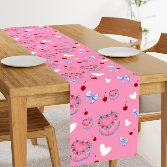 Cakes, Bows and Cherries Repeating Pattern Table Runner