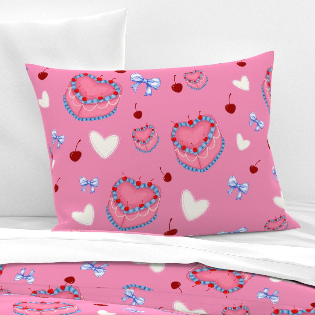Cakes, Bows and Cherries Pattern Pillow Sham
