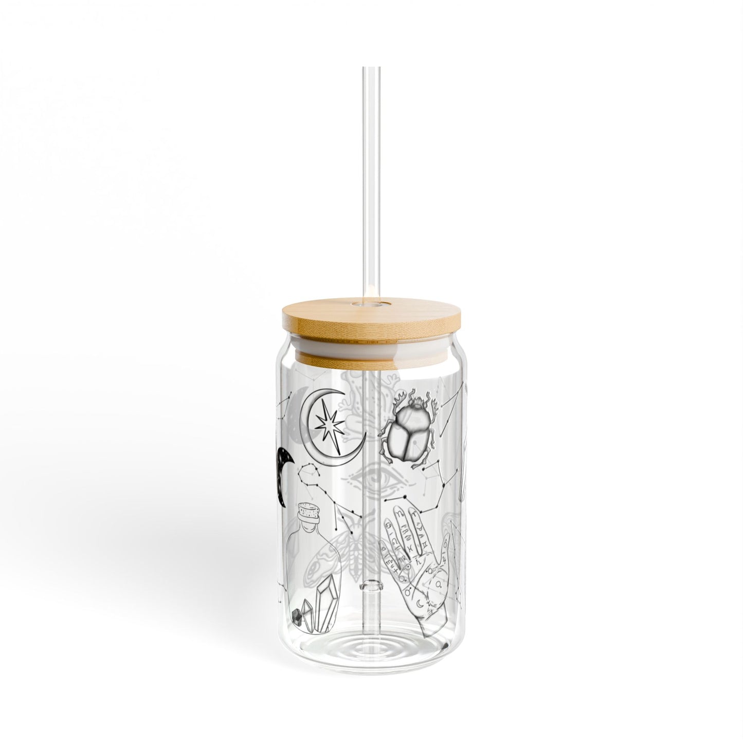 Mystical Sipper Glass, 16oz | Artistic Drinkware, Eco-Friendly Beverage Container, Unique Gift for Tea/Coffee Lovers, Home Decor, Wellness