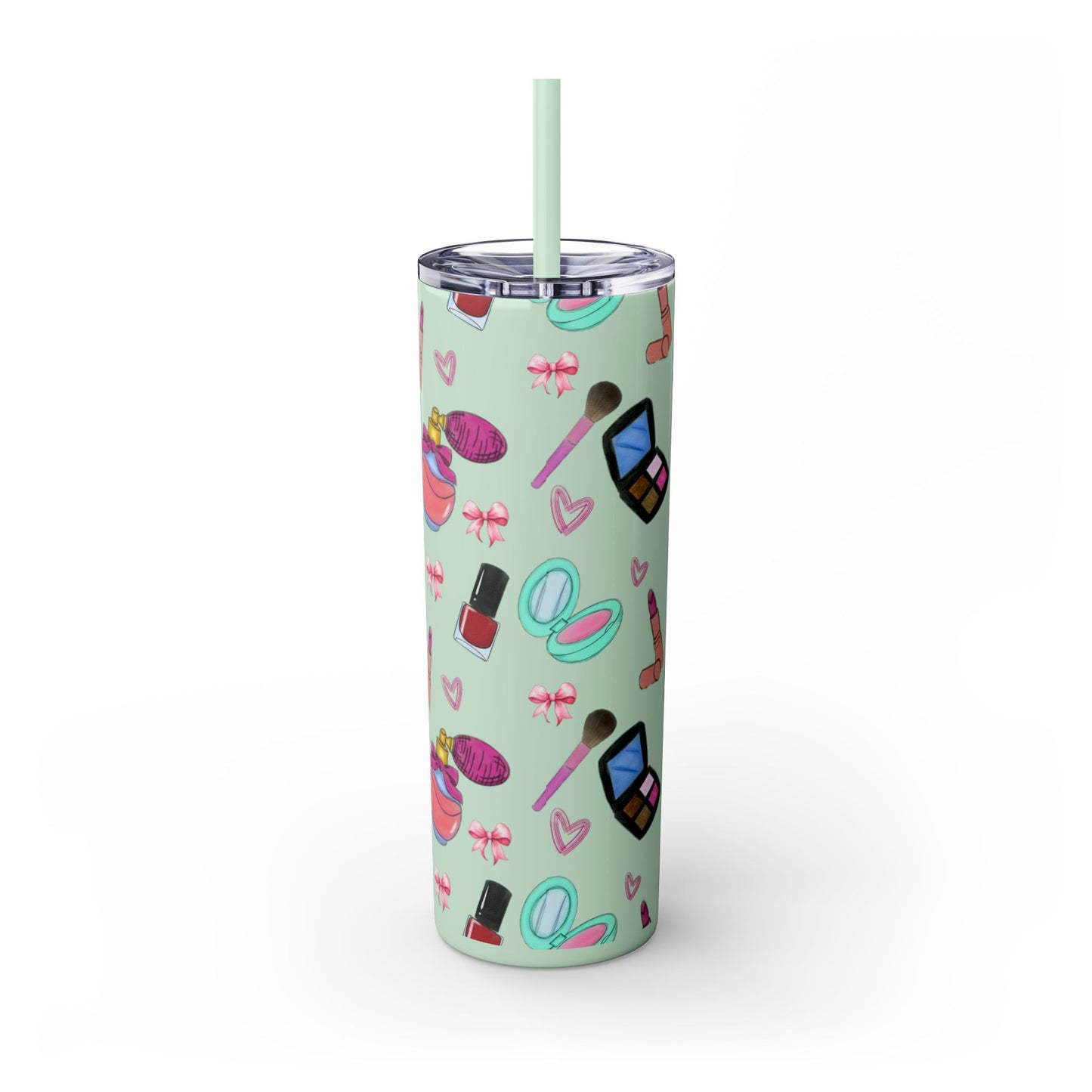 Cosmetic-Themed Skinny Tumbler with Straw | Perfect Gift for Makeup Lovers, Fashionistas, Beauty Enthusiasts, Birthday Celebrations, [...]