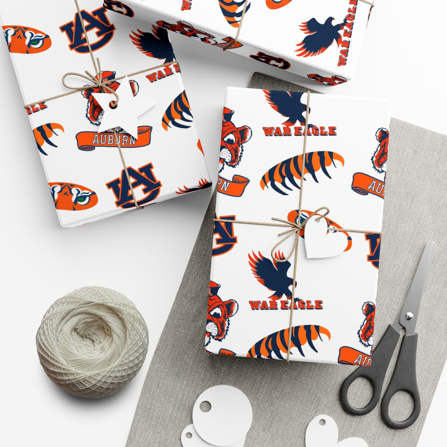 Auburn Tigers Patterned Gift Wrap Paper – Collegiate Football Wrapping Sheets (Includes AU Logos, War Eagle & Tiger Motifs)