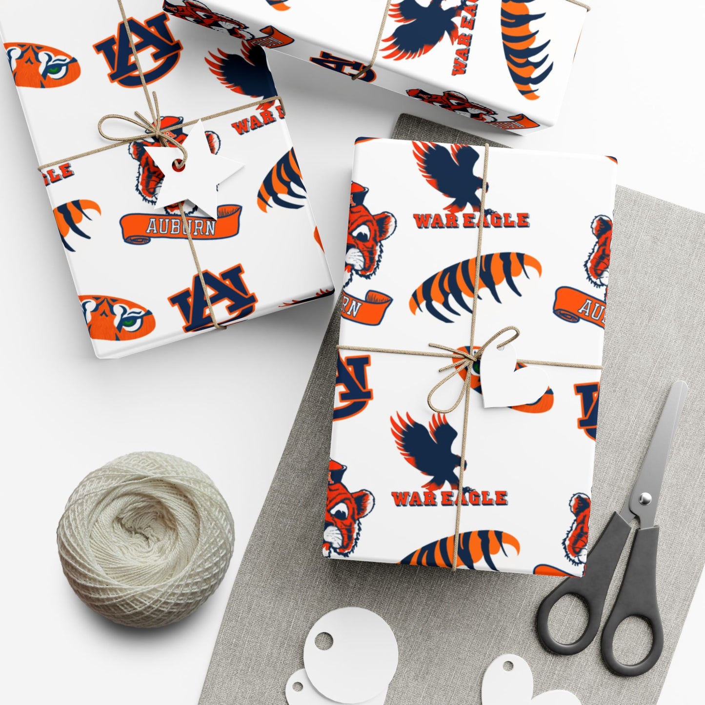 Auburn Tigers Patterned Gift Wrap Paper – Collegiate Football Wrapping Sheets (Includes AU Logos, War Eagle & Tiger Motifs)