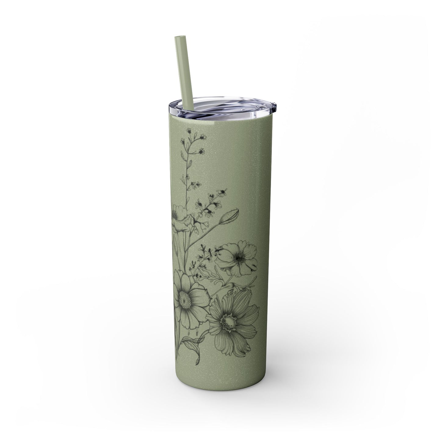Floral Skinny Tumbler, Elegant Flower Design Drinkware, Perfect for Weddings, Gifts, or Everyday Use