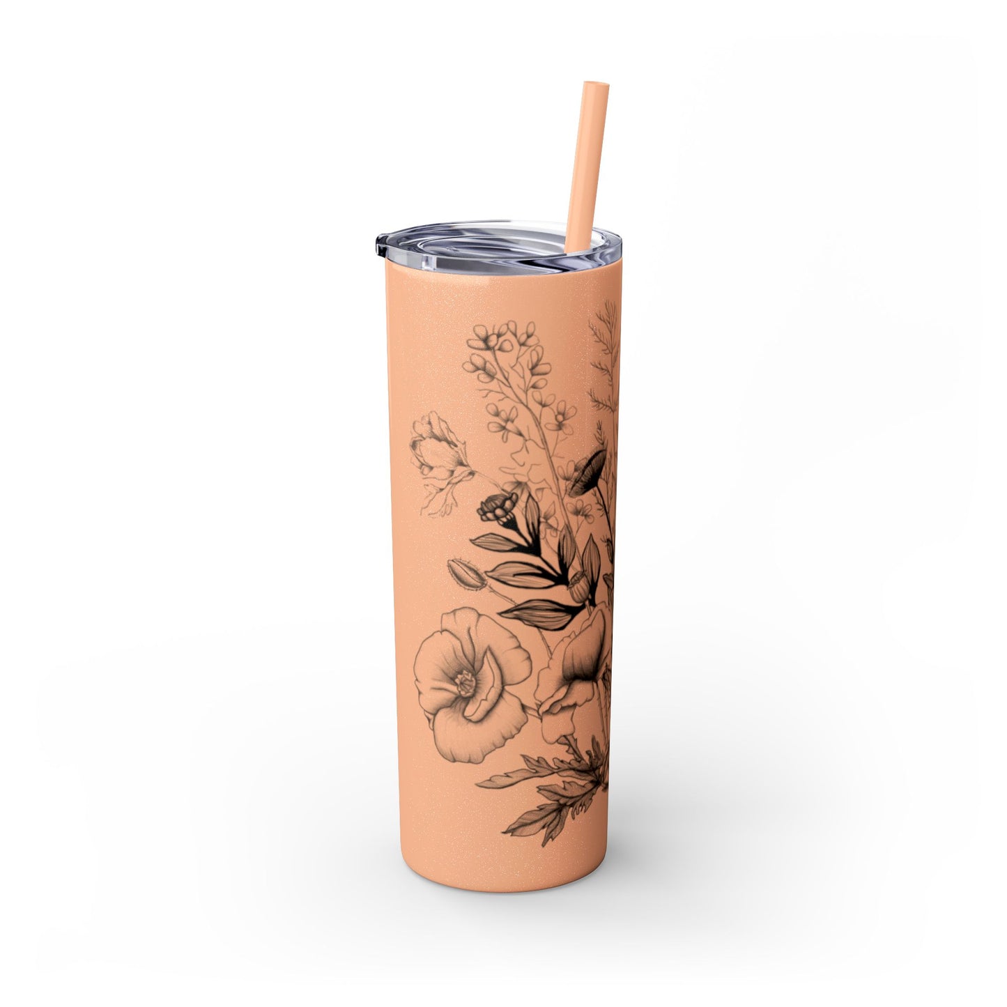 Floral Skinny Tumbler, Elegant Flower Design Drinkware, Perfect for Weddings, Gifts, or Everyday Use