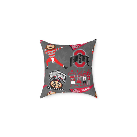 Ohio State Buckeyes Square Poly Canvas Pillow, Sports Fan Decor, College Football Pillow, Team Spirit Cushion, Gift for Student or Alumni