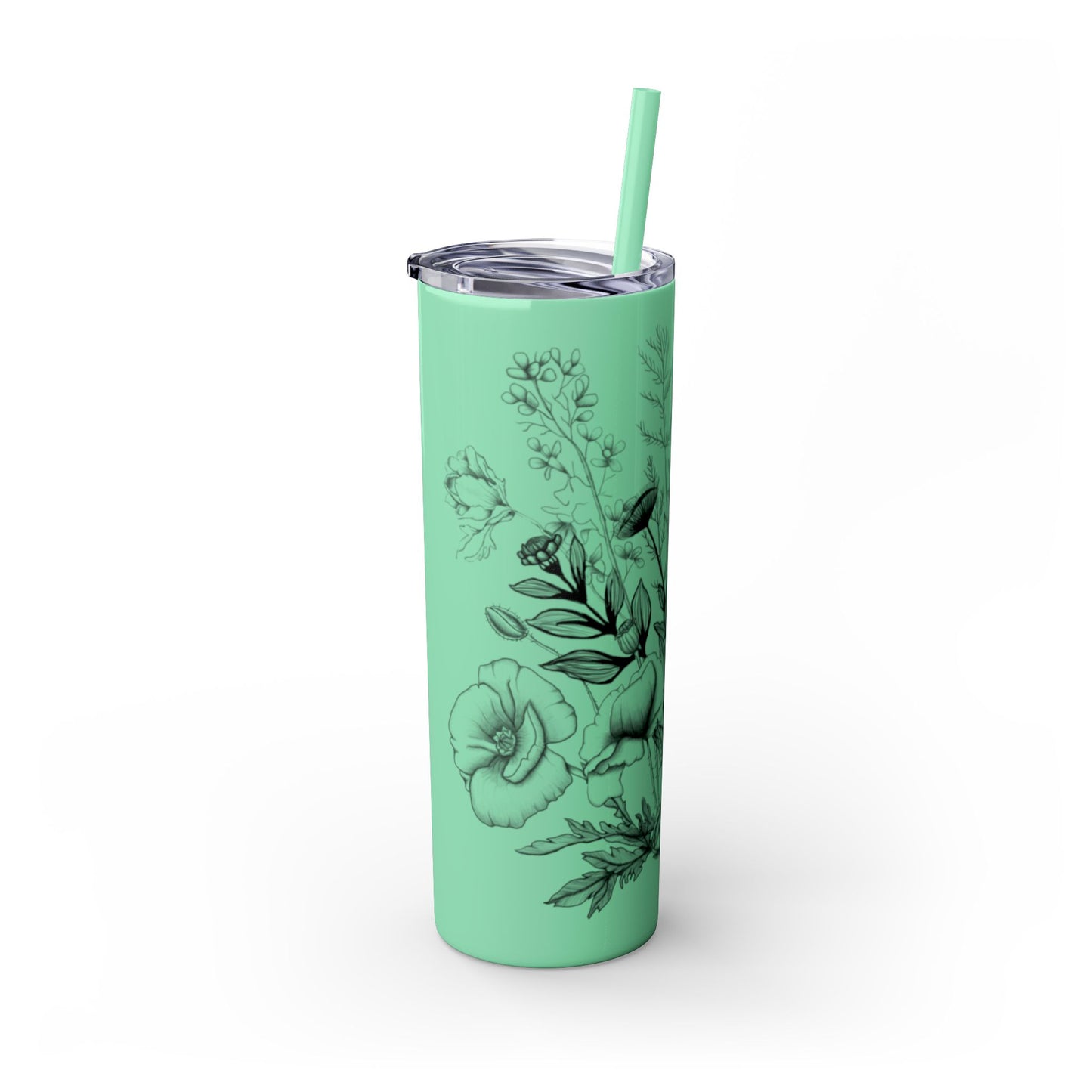 Floral Skinny Tumbler, Elegant Flower Design Drinkware, Perfect for Weddings, Gifts, or Everyday Use