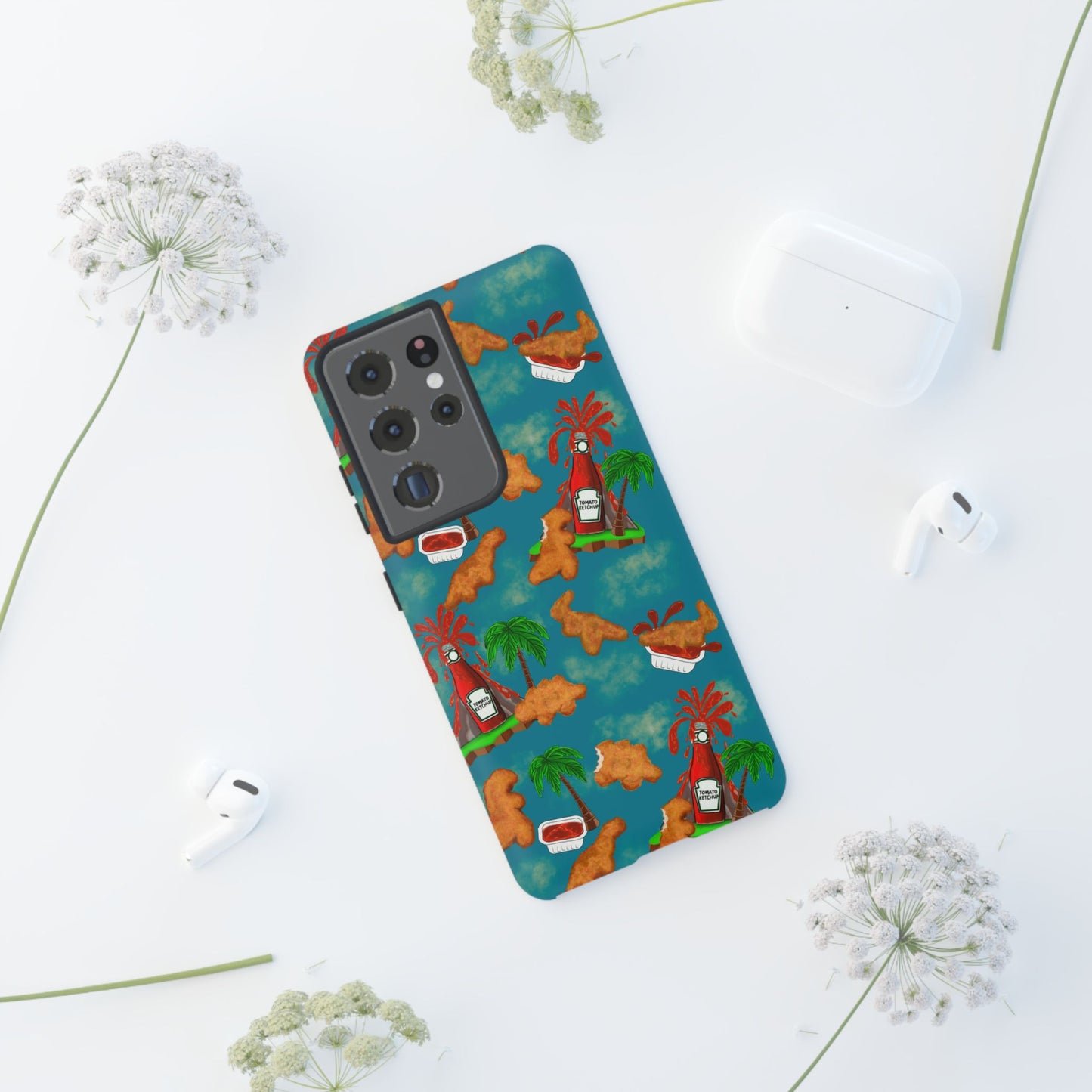 Dino Nuggets Phone Case - Tropical Vibes & Humor, Perfect Gift for Friends, Summer BBQ, Beach Lovers, Unique Accessory, Tough Cases