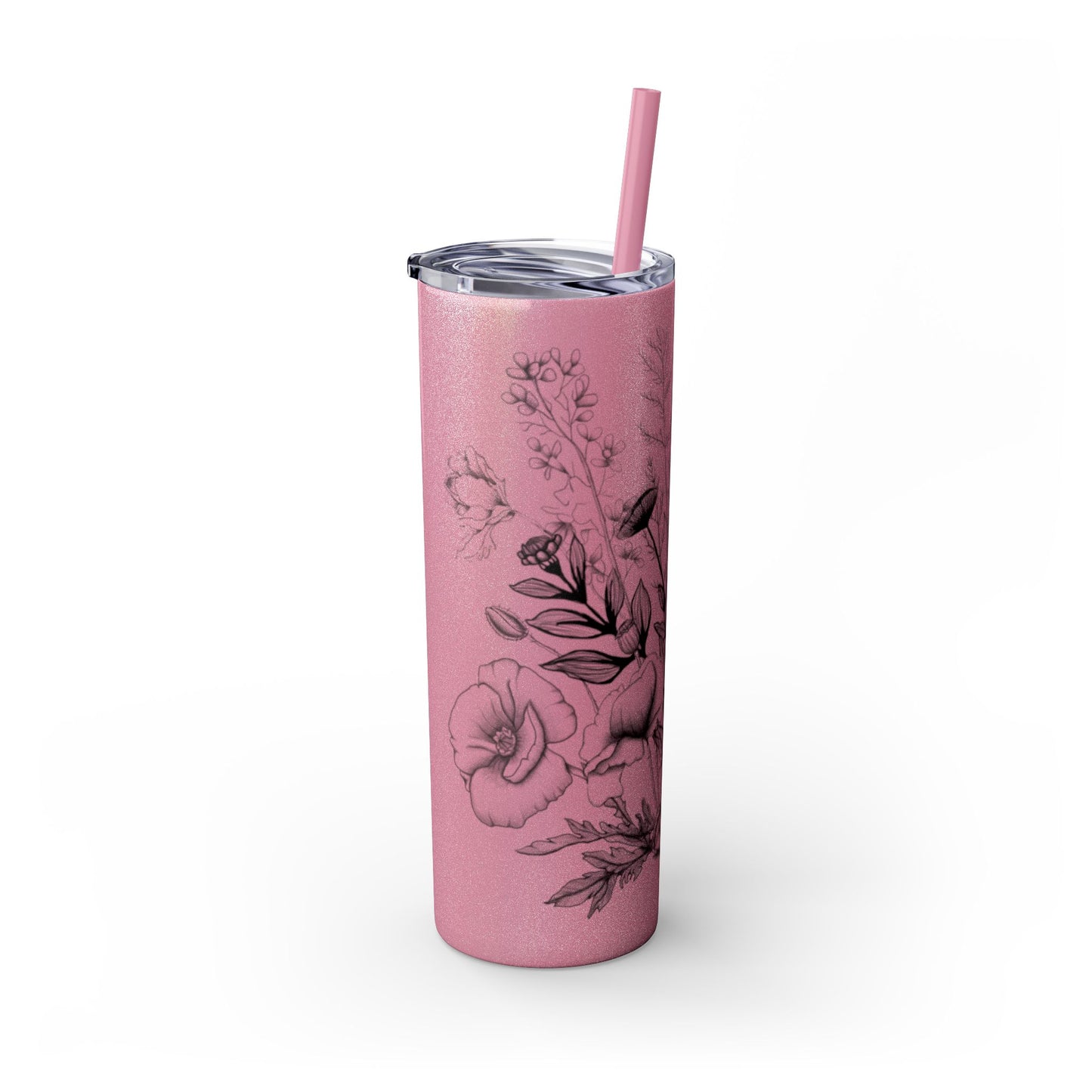 Floral Skinny Tumbler, Elegant Flower Design Drinkware, Perfect for Weddings, Gifts, or Everyday Use