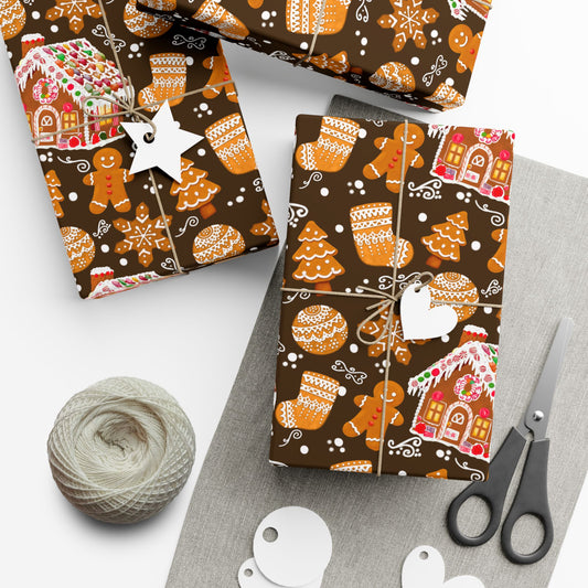 Gingerbread House Holiday Gift Wrap Paper