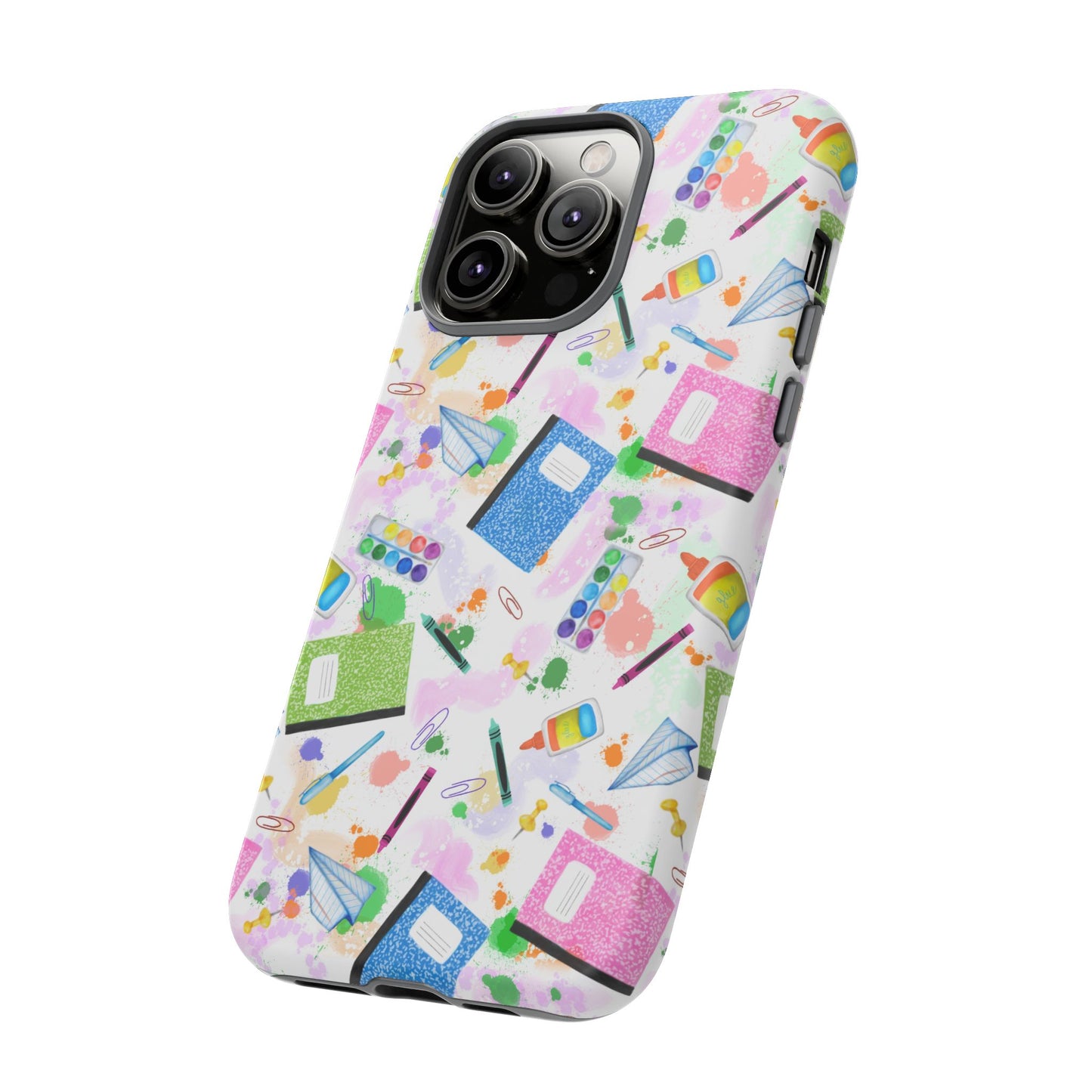 Colorful Art-Themed Phone Case, Cute Creative Gift for Artists, Unique Mobile Cover, Fun School Supplies Case, Bright Art Supplies Design