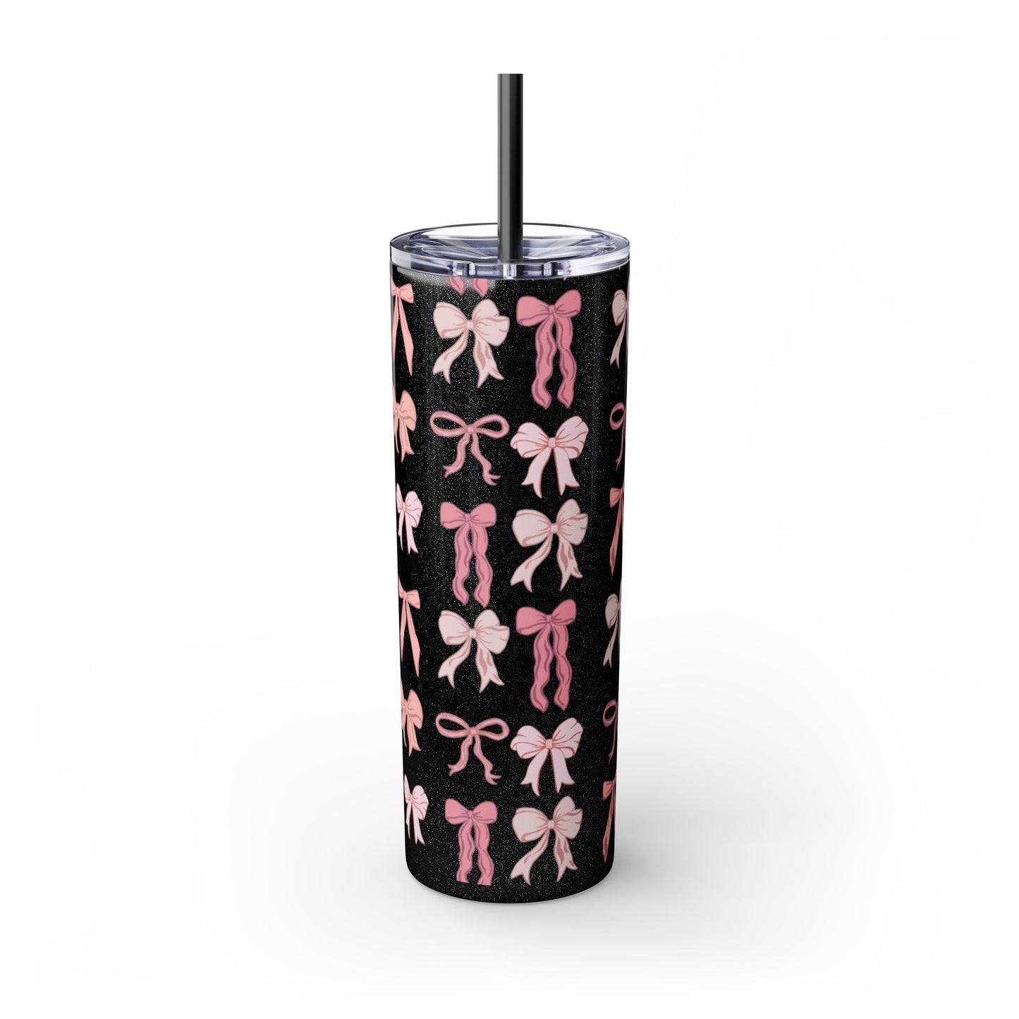 Cute Bow Pattern Skinny Tumbler, 20oz Travel Mug, Gift for Her, Bridesmaid Gift, Bachelorette Party Favor, Hydration Cup