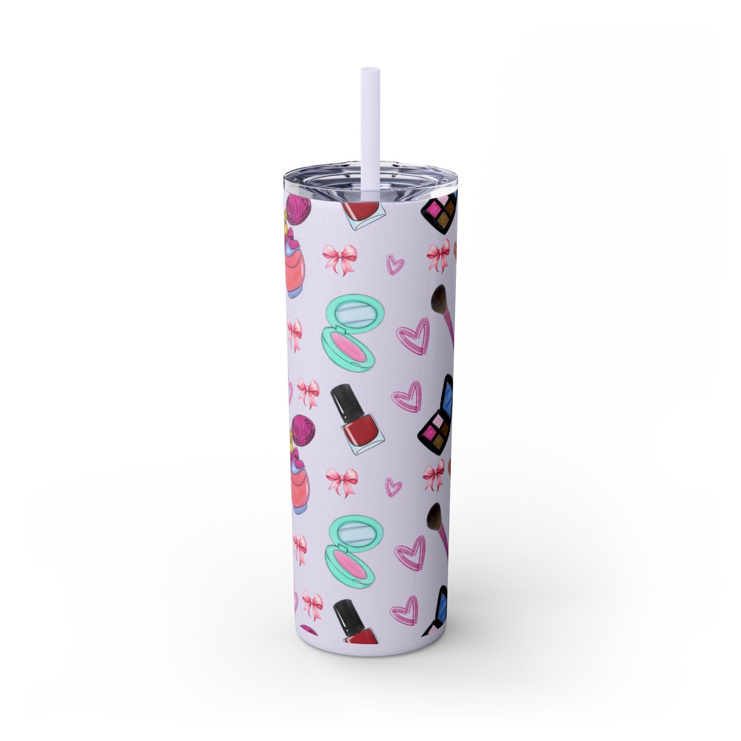 Cosmetic-Themed Skinny Tumbler with Straw | Perfect Gift for Makeup Lovers, Fashionistas, Beauty Enthusiasts, Birthday Celebrations, [...]