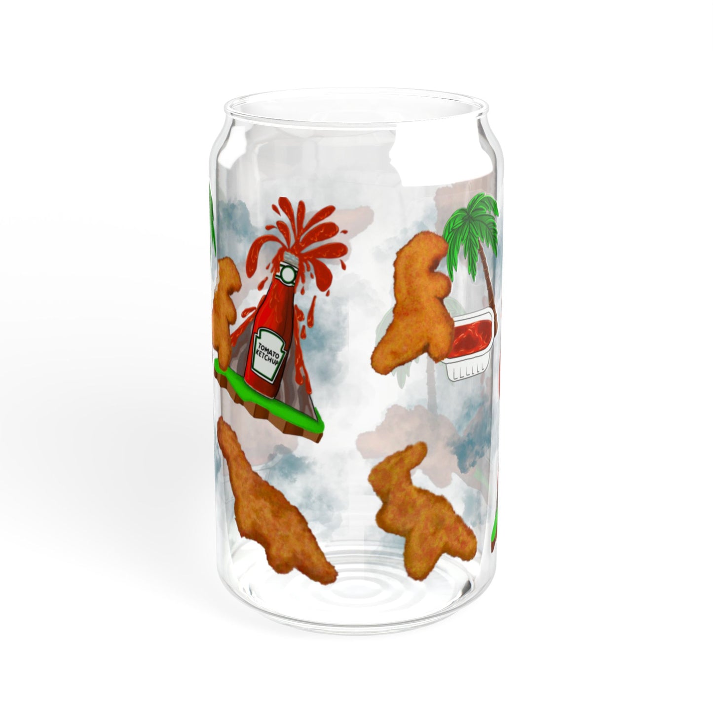 Dino Nuggets Sipper Glass, 16oz | Fun Summer Drinkware, Hawaiian Vibes, Beach Party Decor, Eco-Friendly Glass, Gift for Nature Lovers