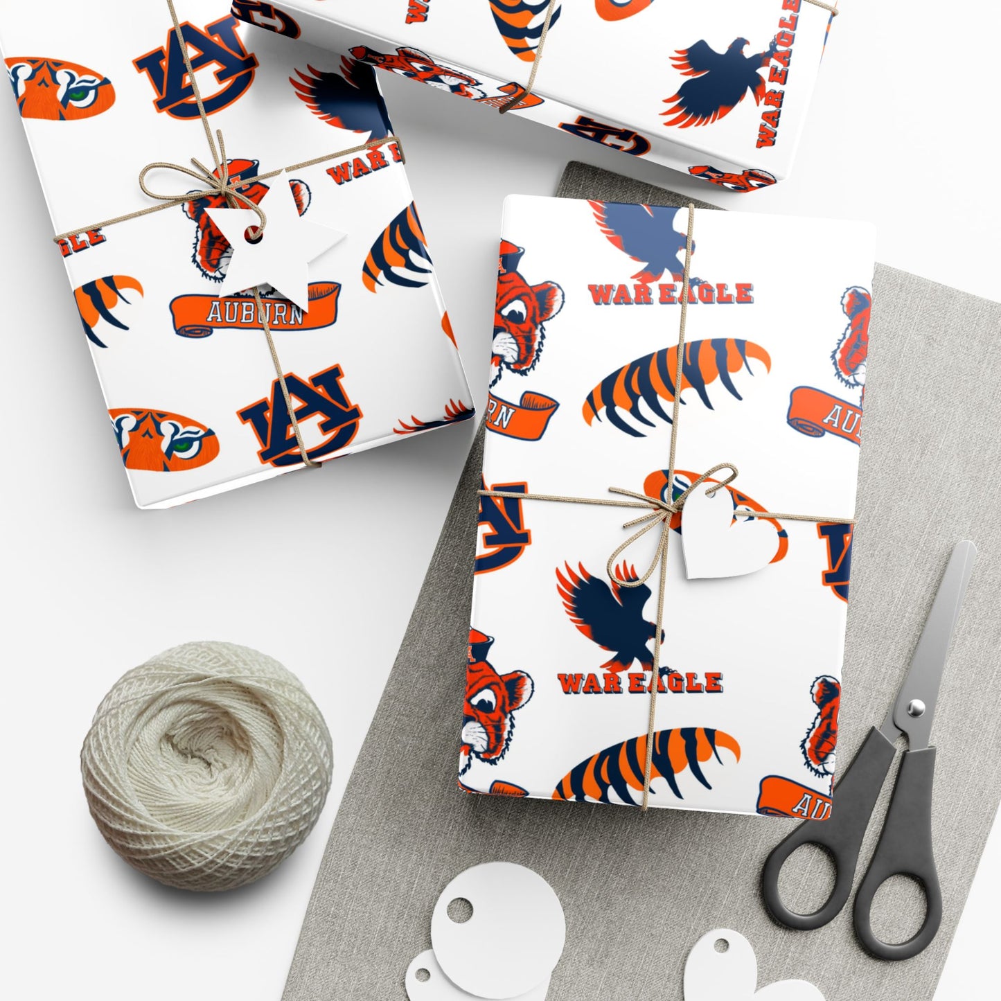 Auburn Tigers Patterned Gift Wrap Paper – Collegiate Football Wrapping Sheets (Includes AU Logos, War Eagle & Tiger Motifs)