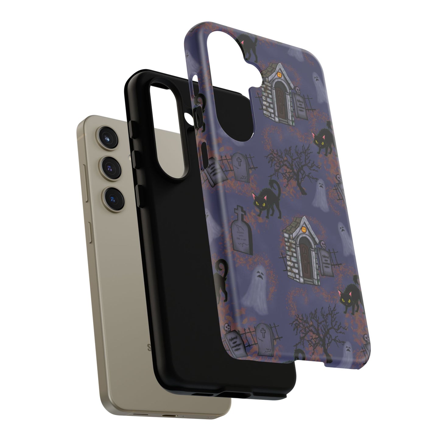 Halloween Phone Case, Spooky Cat Design, Tough Phone Cover, Gift for Cat Lovers, Fall Decor, Halloween Accessories