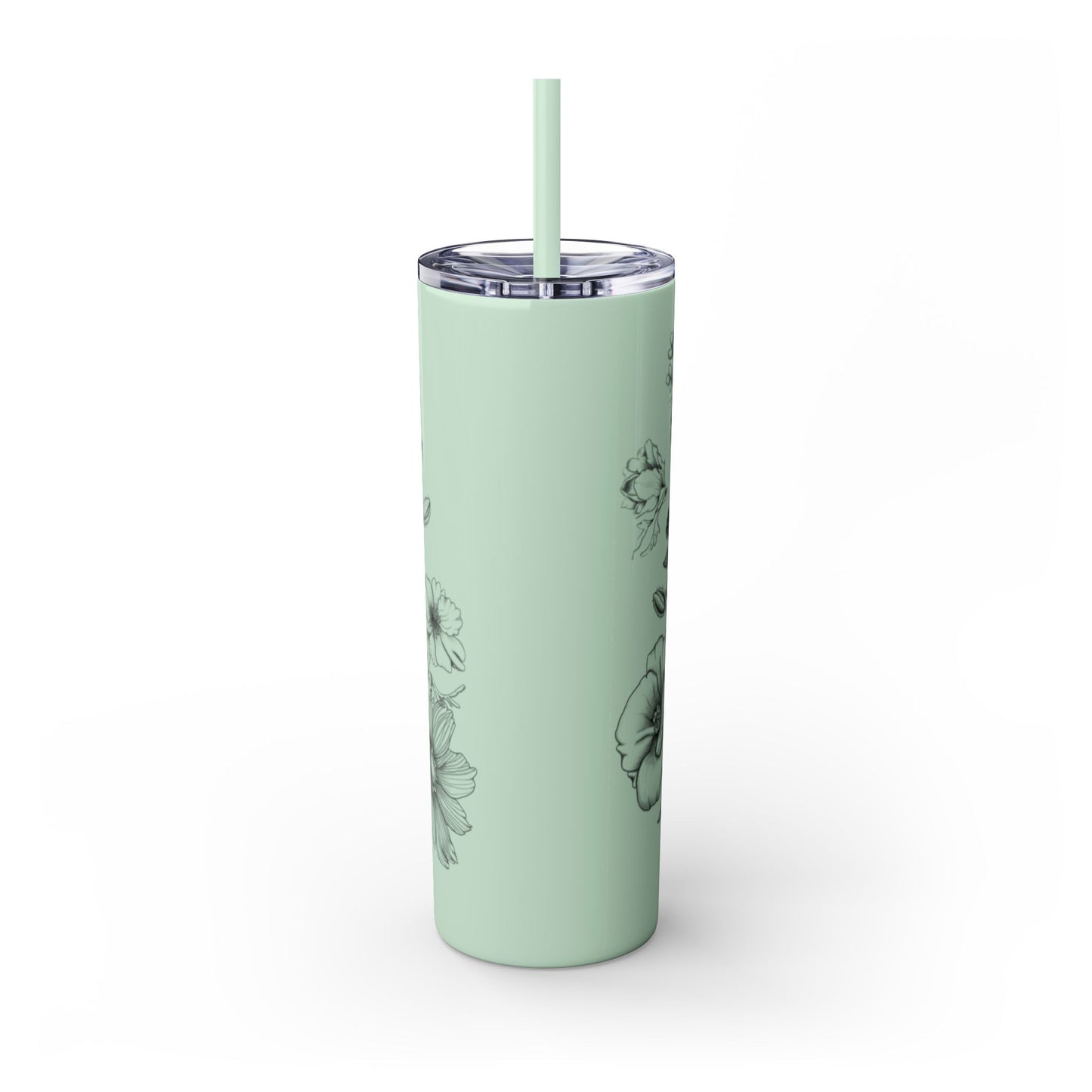 Floral Skinny Tumbler, Elegant Flower Design Drinkware, Perfect for Weddings, Gifts, or Everyday Use