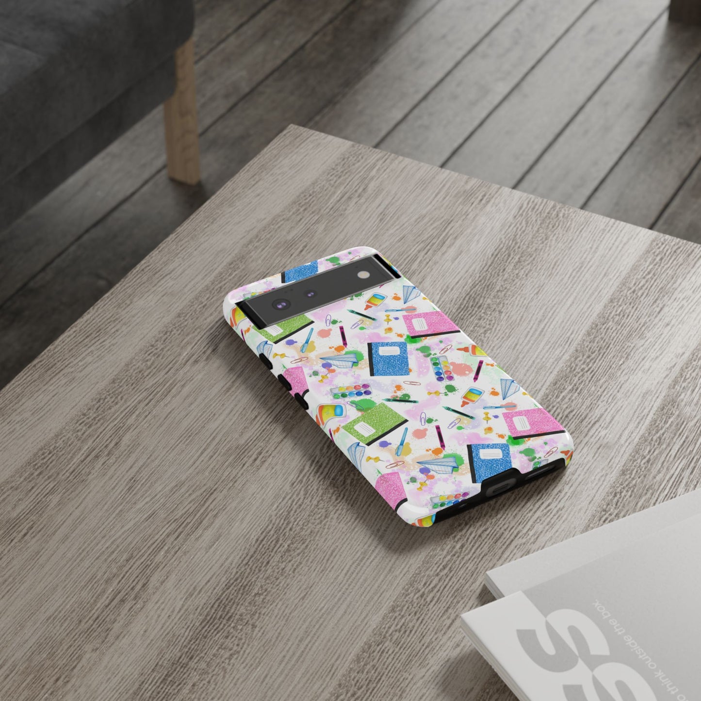 Colorful Art-Themed Phone Case, Cute Creative Gift for Artists, Unique Mobile Cover, Fun School Supplies Case, Bright Art Supplies Design