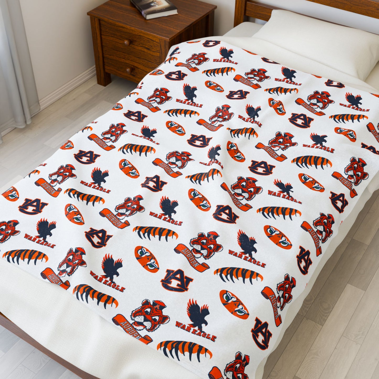 Auburn Tigers Velveteen Plush Blanket - Perfect for Game Day, Dorm Decor, Gift, Home Essentials, Soft Throw