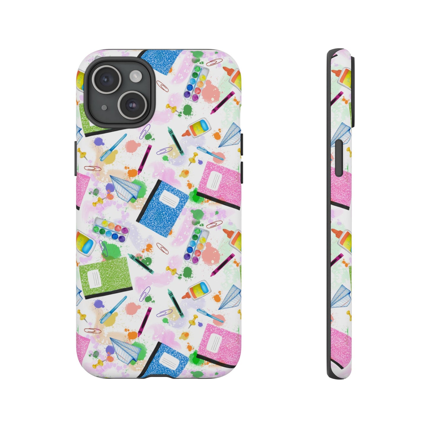 Colorful Art-Themed Phone Case, Cute Creative Gift for Artists, Unique Mobile Cover, Fun School Supplies Case, Bright Art Supplies Design