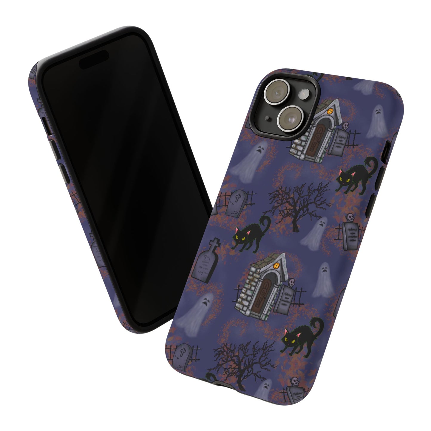 Halloween Phone Case, Spooky Cat Design, Tough Phone Cover, Gift for Cat Lovers, Fall Decor, Halloween Accessories