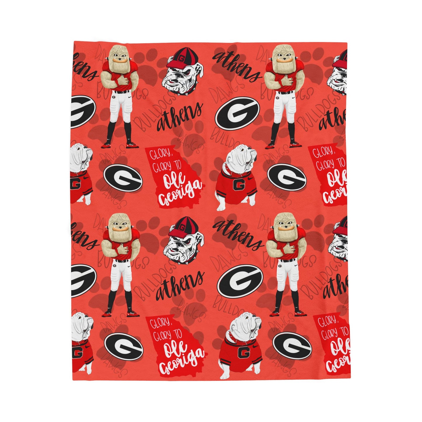University of Georgia Velveteen Plush Blanket, Cozy Throw Blanket, Bulldogs Gifts, Home Decor, Sports Fan Accessories, Game Day Comfort