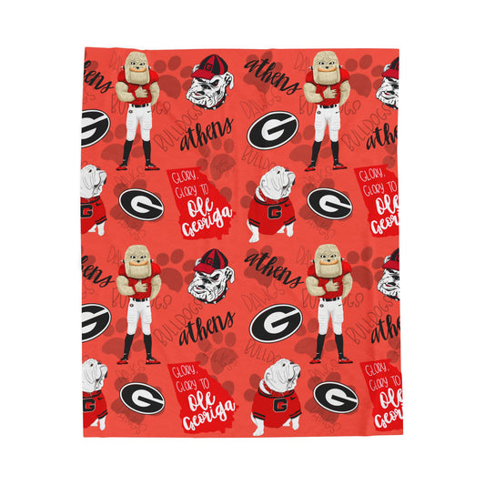 University of Georgia Velveteen Plush Blanket, Cozy Throw Blanket, Bulldogs Gifts, Home Decor, Sports Fan Accessories, Game Day Comfort