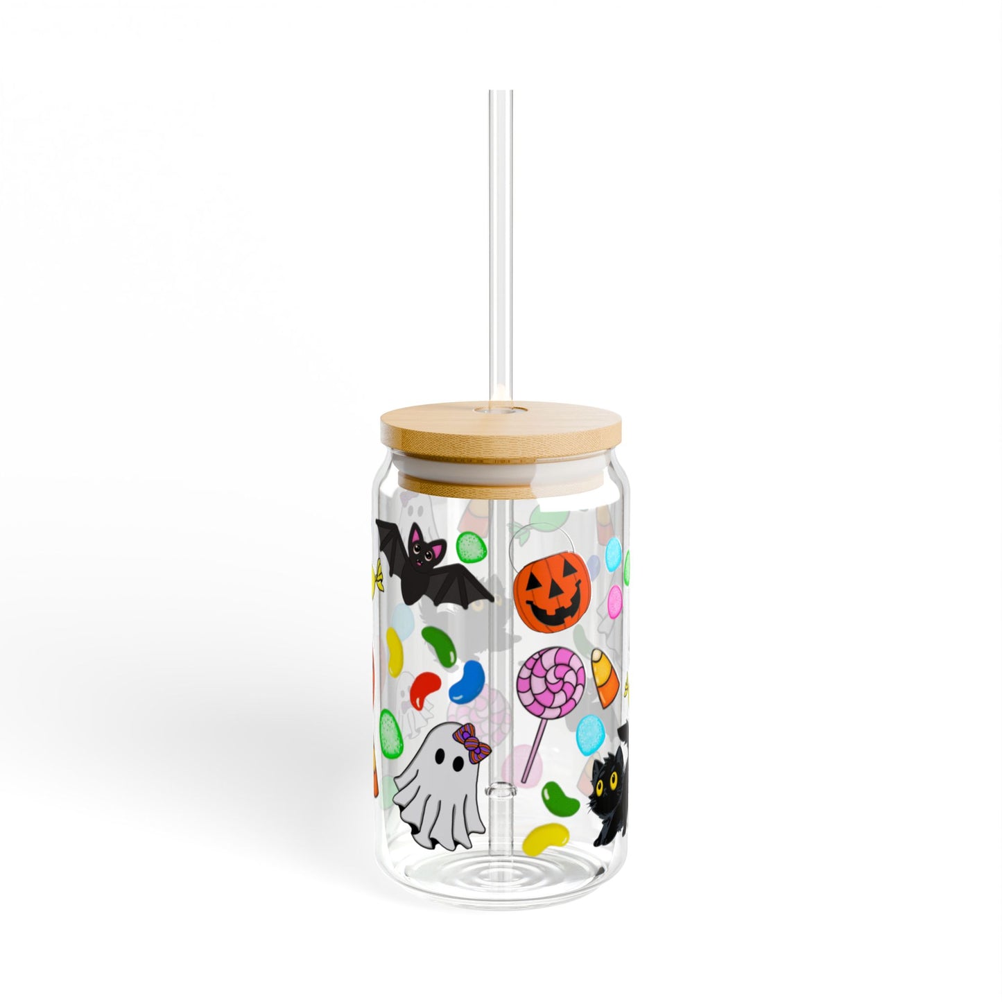 Halloween Sipper Glass, 16oz - Fun Decorative Drinkware for Parties, Gifts, and Seasonal Celebrations, Spooky Style Mugs