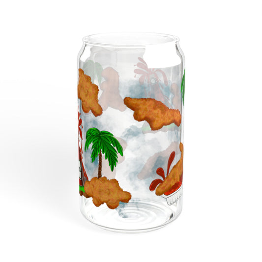 Dino Nuggets Sipper Glass, 16oz | Fun Summer Drinkware, Hawaiian Vibes, Beach Party Decor, Eco-Friendly Glass, Gift for Nature Lovers