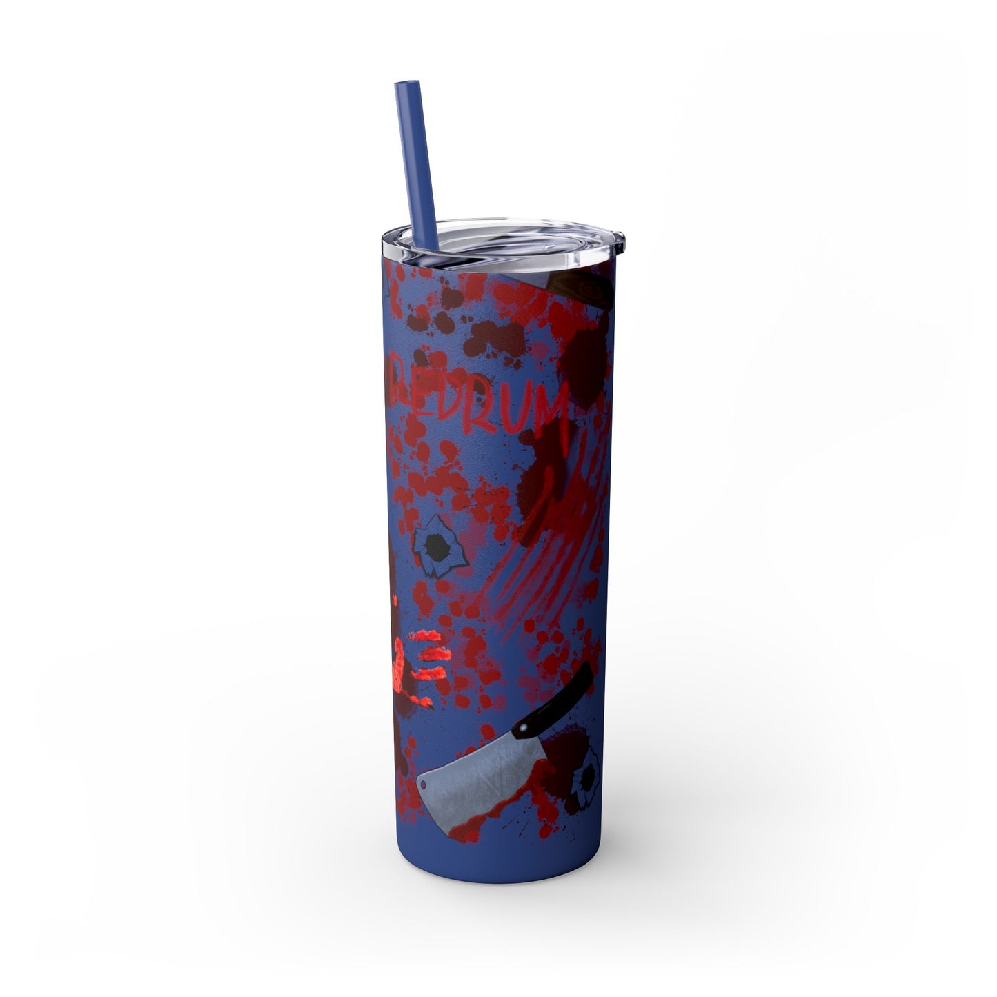 Blood Splatter Print Skinny Tumbler | 20oz Insulated Travel Cup, Unique Gift for Artists, Halloween Decor, Stylish Water Bottle, Revenge Themed