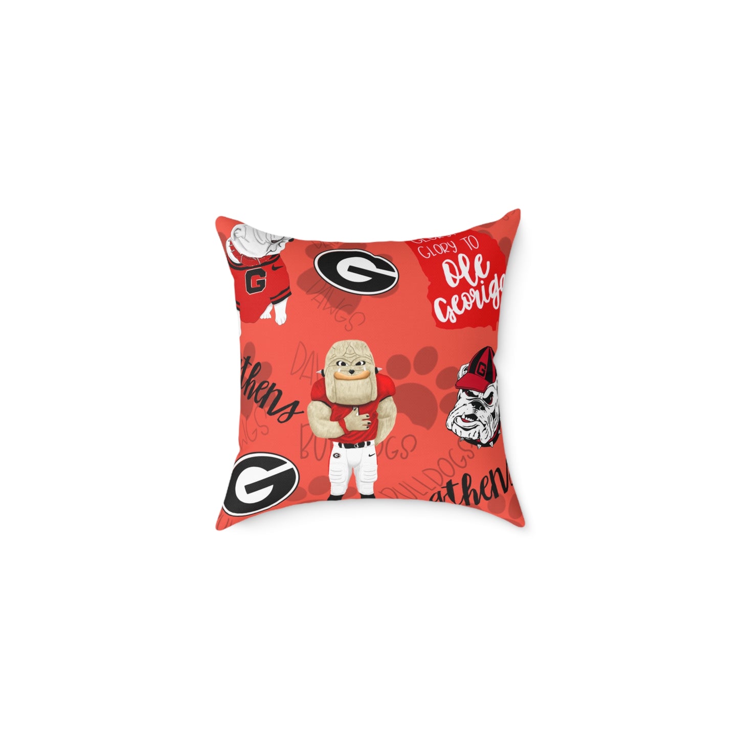 University of Georiga Spirit Throw Pillow, Georgia Bulldogs Decor, College Room Accent, Sports Fan Gift, Georgia Pride Cushion