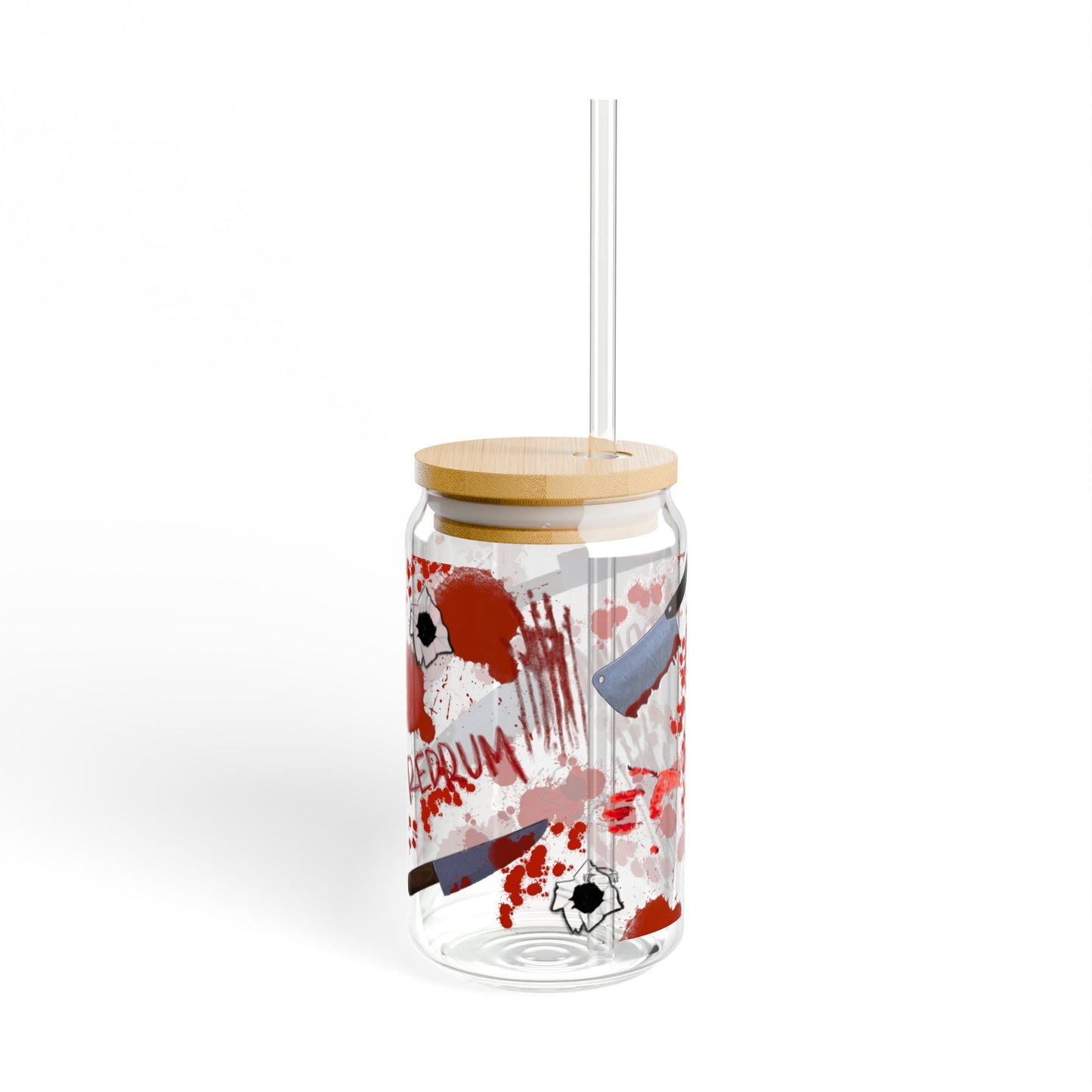 Blood Splatter Sipper Glass, 16oz | Perfect for Halloween, Parties, Gifting & Decor, Unique Drinkware, Decorative Jar