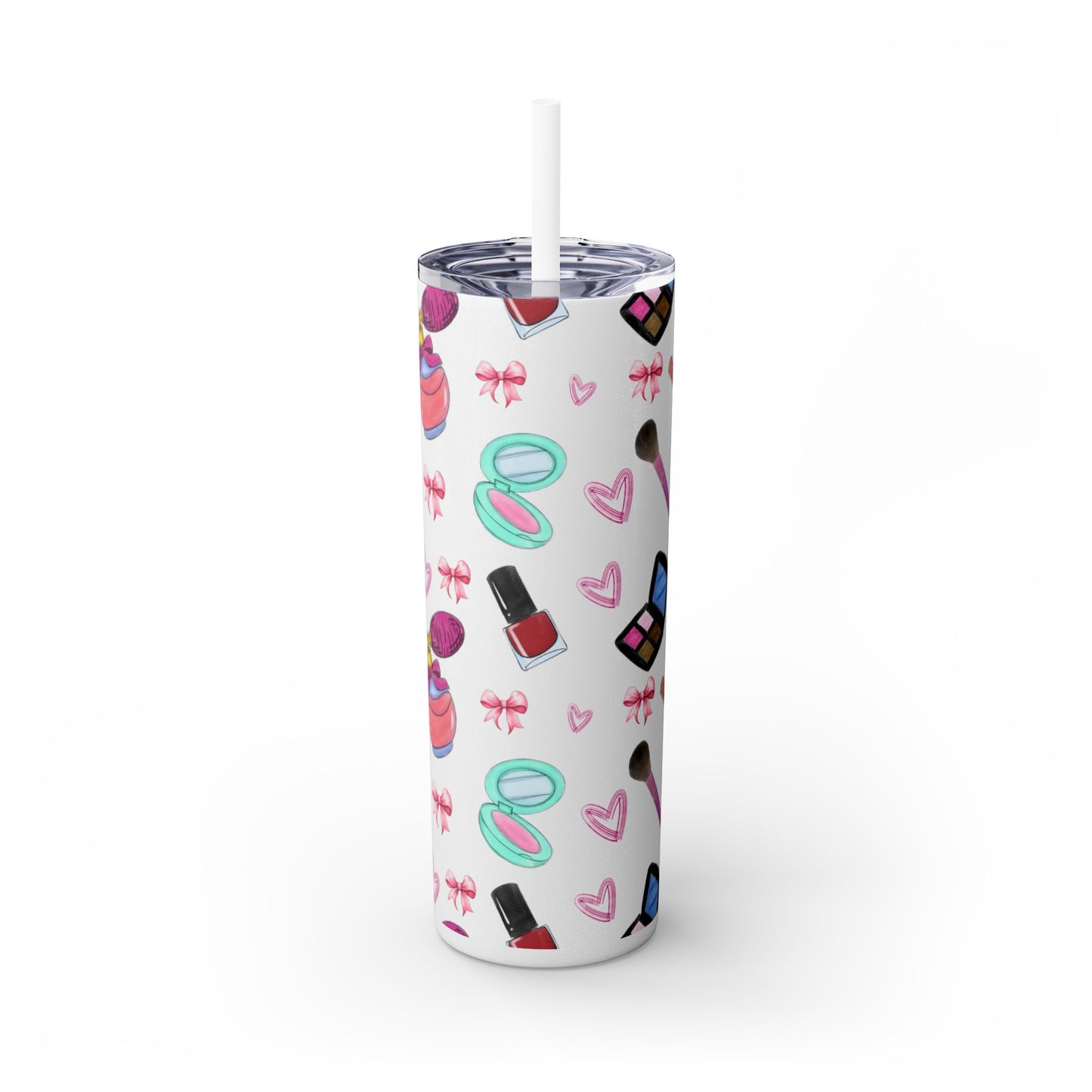 Cosmetic-Themed Skinny Tumbler with Straw | Perfect Gift for Makeup Lovers, Fashionistas, Beauty Enthusiasts, Birthday Celebrations, [...]
