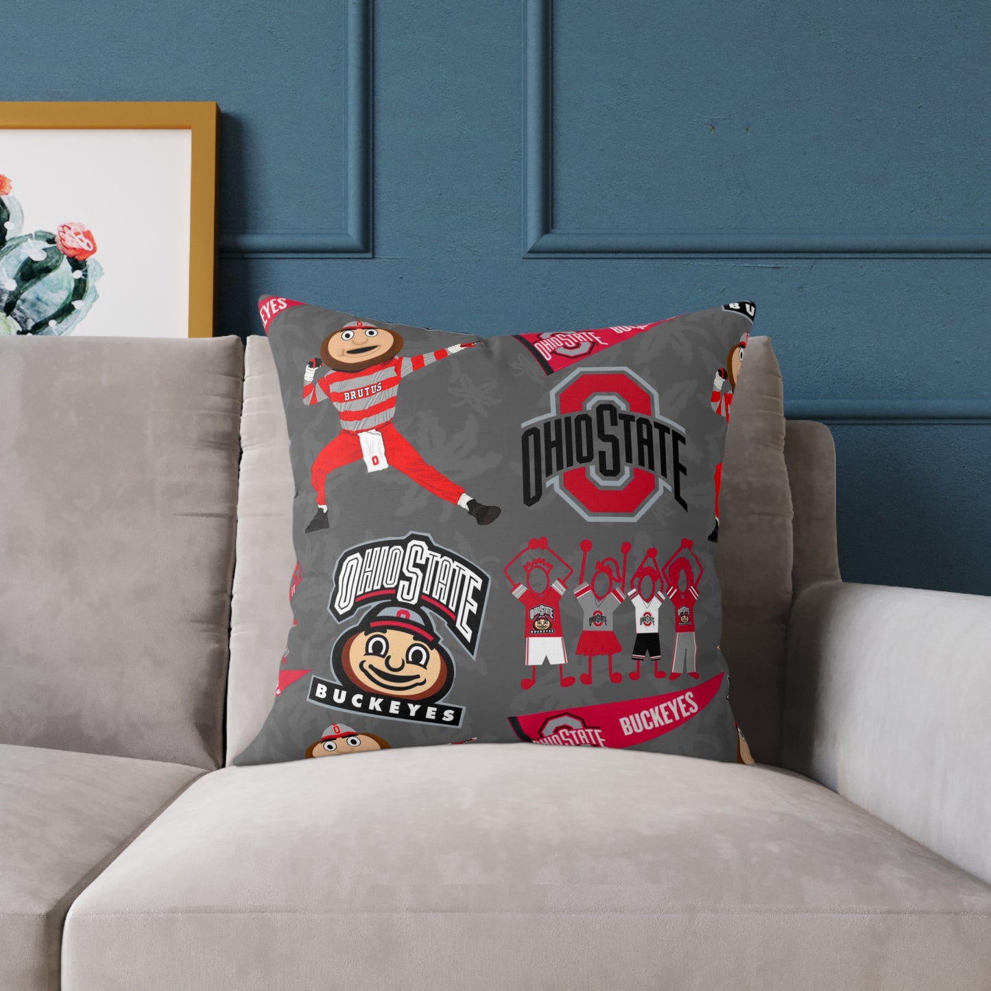 Ohio State Buckeyes Square Poly Canvas Pillow, Sports Fan Decor, College Football Pillow, Team Spirit Cushion, Gift for Student or Alumni