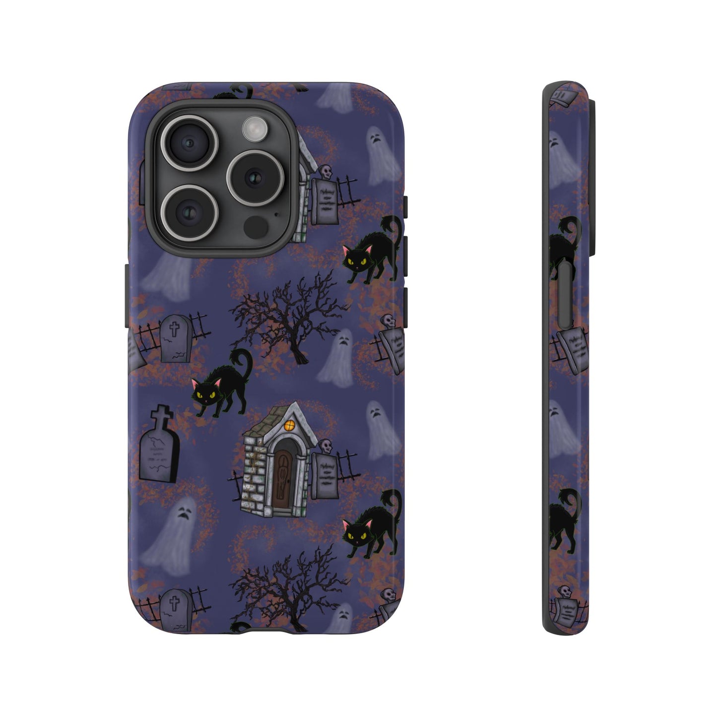 Halloween Phone Case, Spooky Cat Design, Tough Phone Cover, Gift for Cat Lovers, Fall Decor, Halloween Accessories