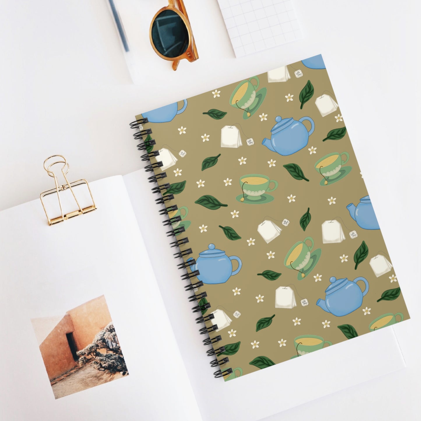 Tea-Themed Spiral Notebook, Perfect for Journaling, Note Taking, and Gifts for Tea Lovers