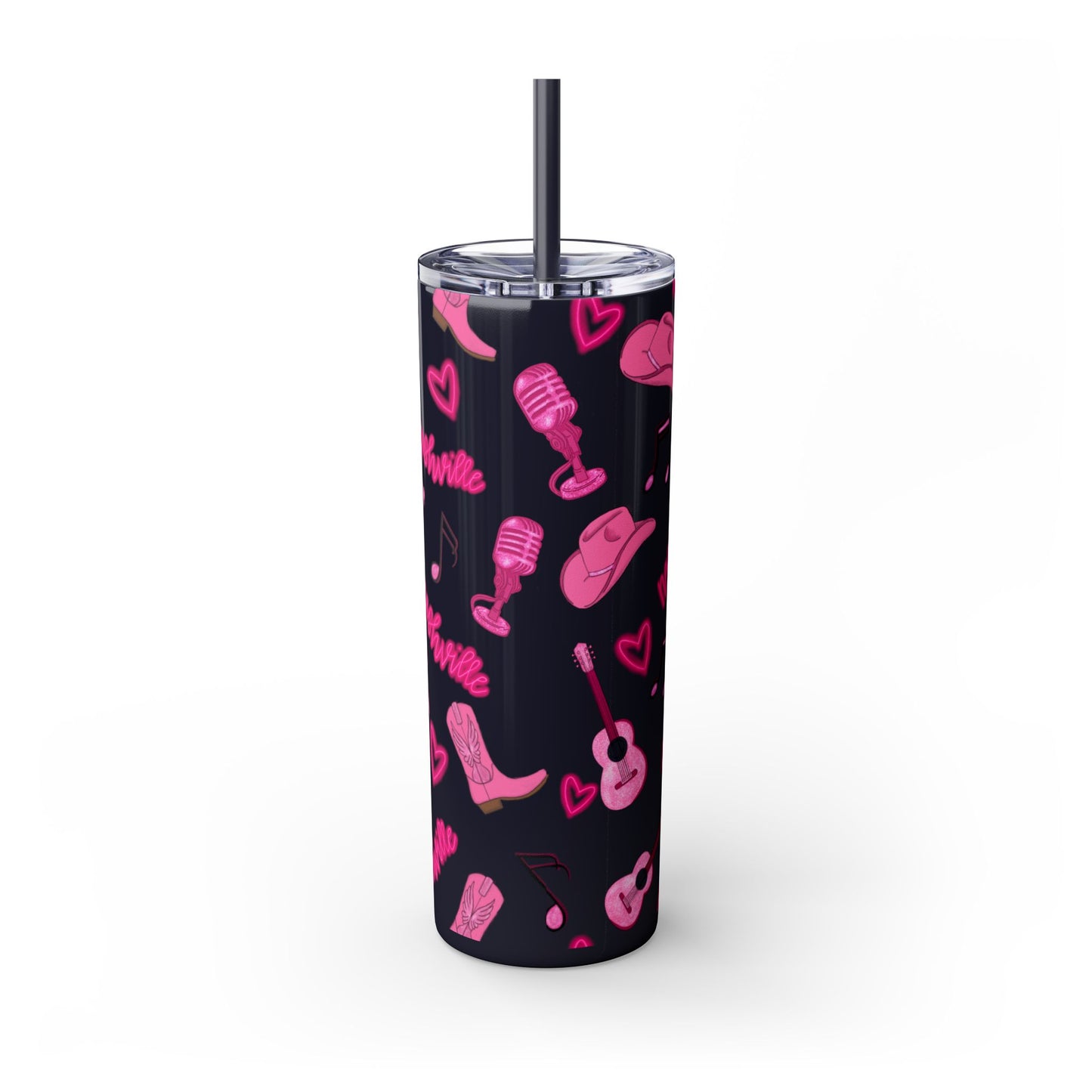 Pink Nashville Themed Skinny Tumbler | 20oz Drink Cup for Concerts, Parties, Gifts, Festivals, or Daily Use
