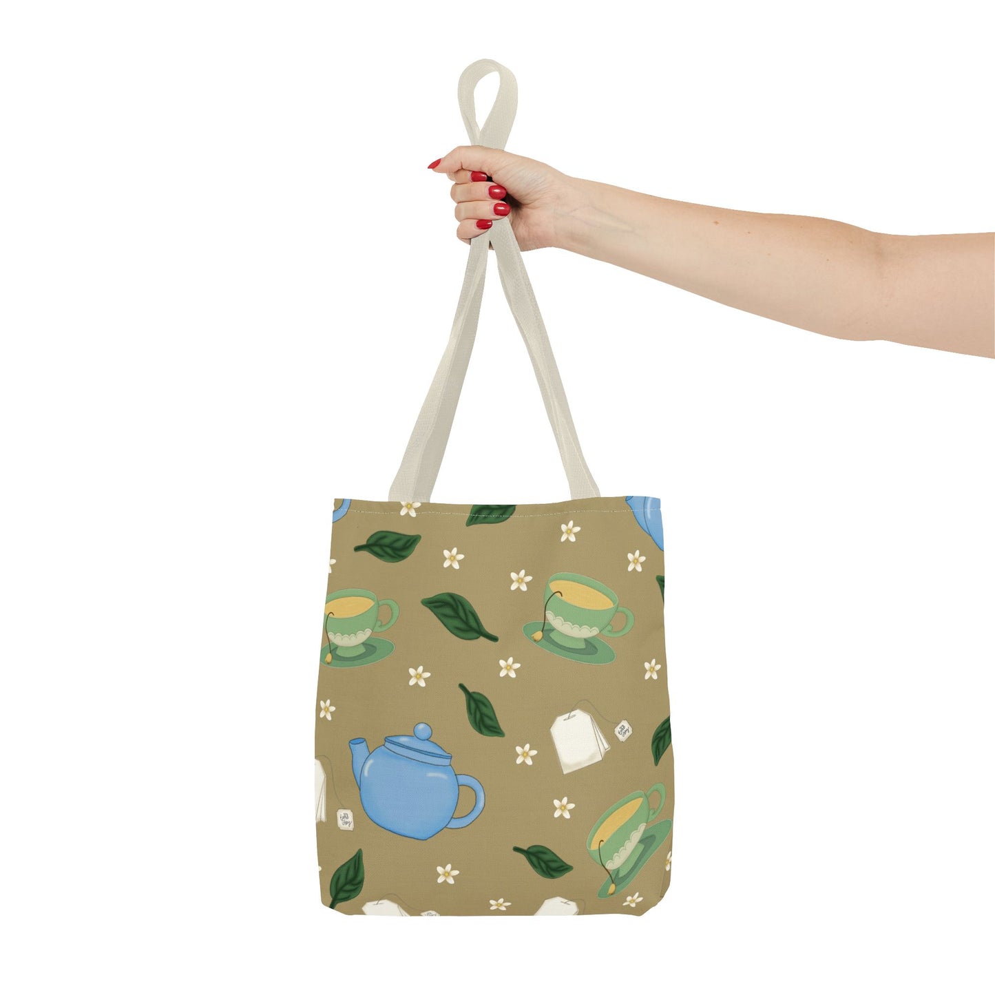 Teapot Tote Bag, Eco-Friendly Shopping Bag, Floral Design Tote, Gift for Tea Lovers, Everyday Carryall