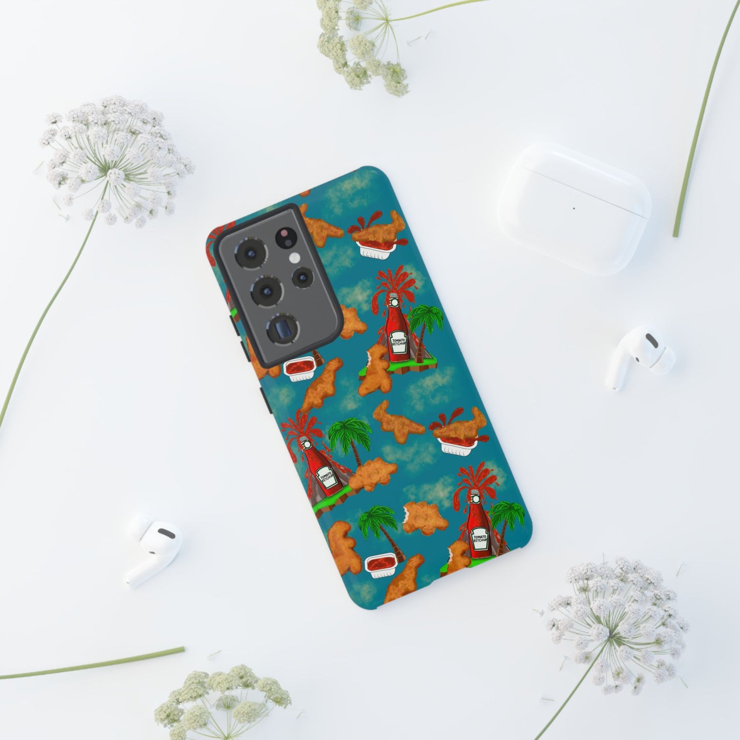 Dino Nuggets Phone Case - Tropical Vibes & Humor, Perfect Gift for Friends, Summer BBQ, Beach Lovers, Unique Accessory, Tough Cases