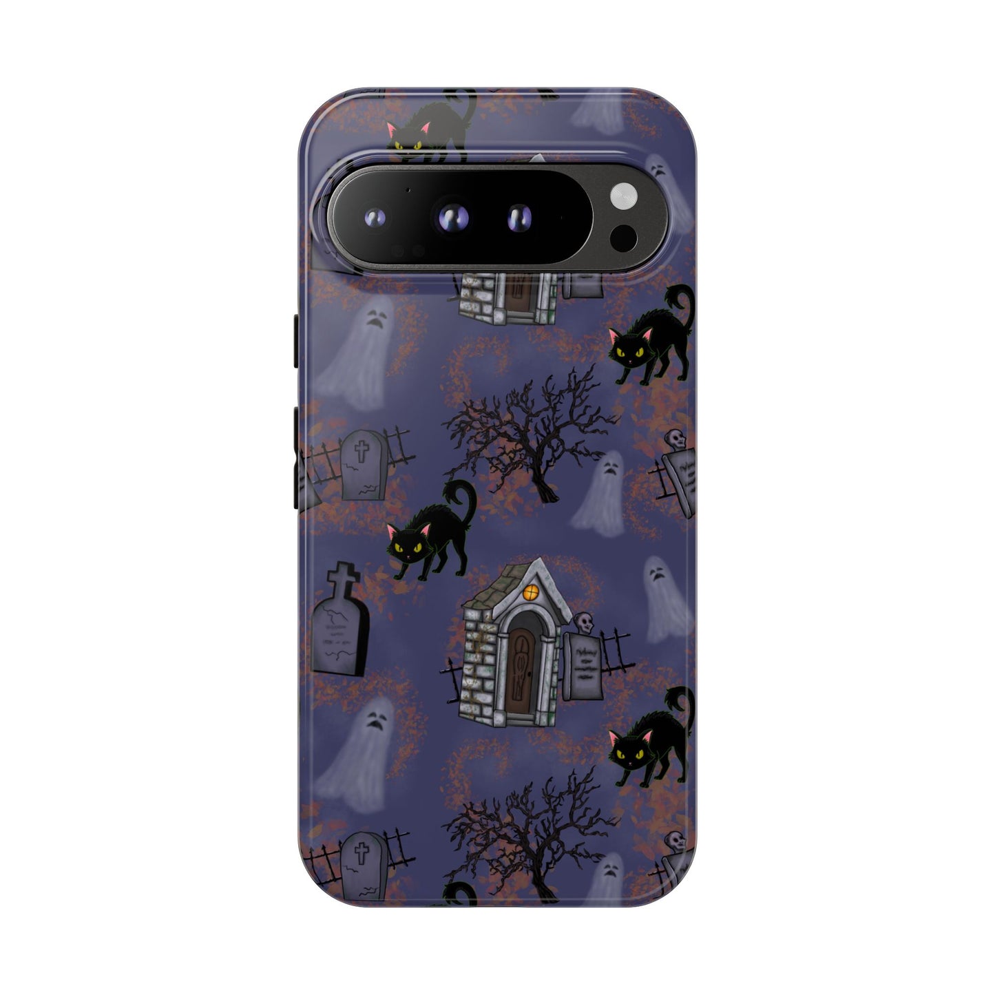 Halloween Phone Case, Spooky Cat Design, Tough Phone Cover, Gift for Cat Lovers, Fall Decor, Halloween Accessories