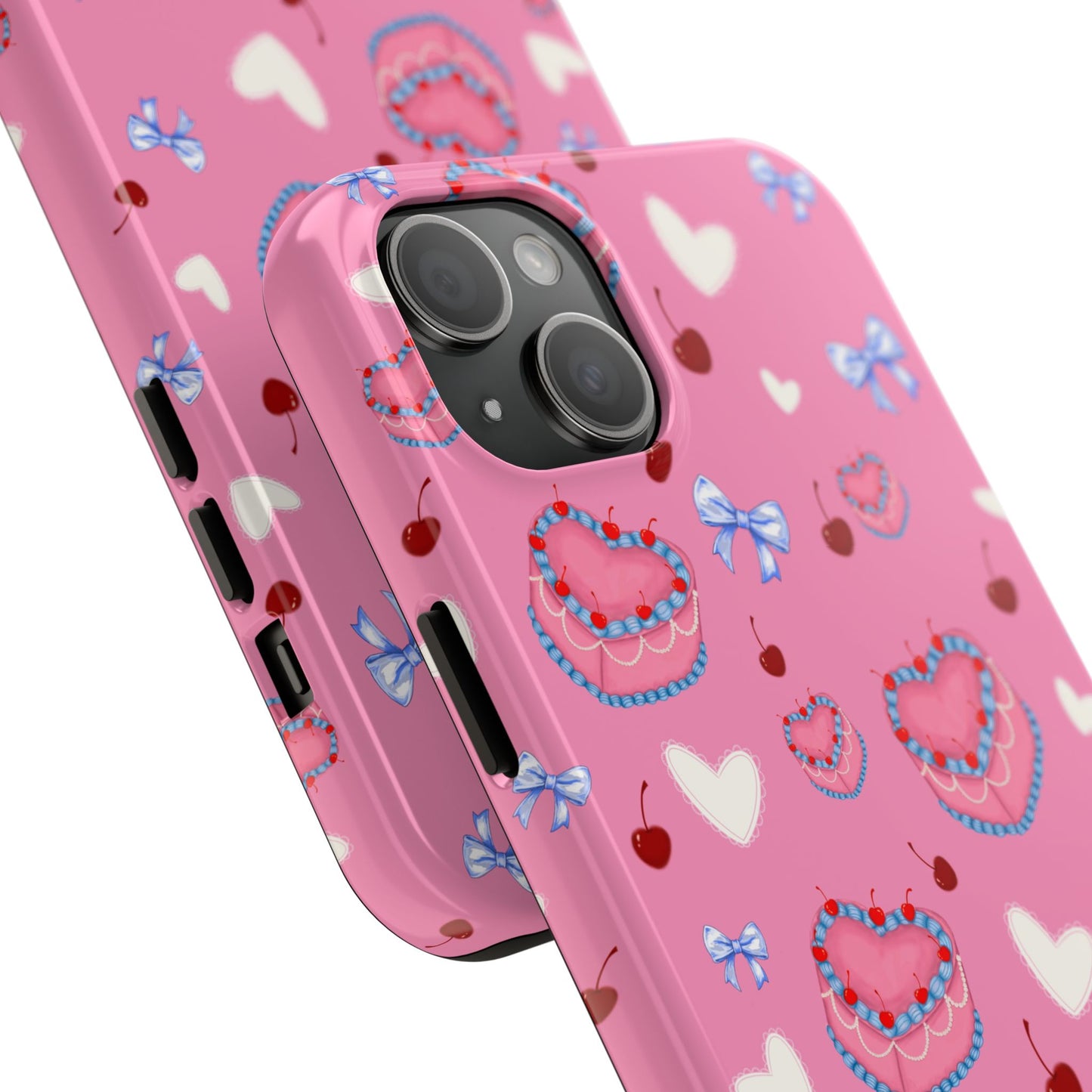 Hearts and Cake Patterned Phone Cases with Bow and Cherry Designs, Durable Phone Cover, Trendy Gift for Teens, Stylish Accessory, Perfect for [...]