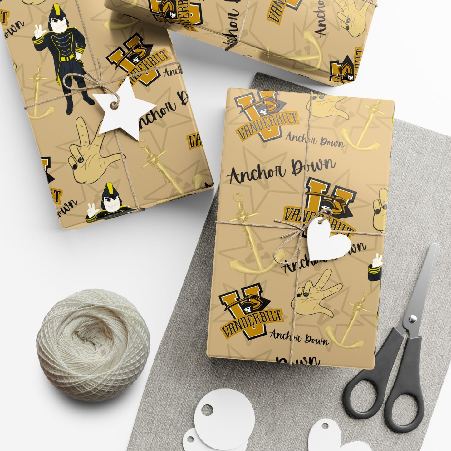 Vanderbilt Pattern Gift Wrap Paper — Personalized College Mascot Wrapping Sheets