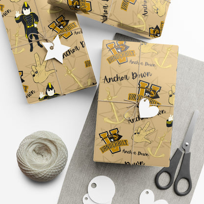 Vanderbilt Pattern Gift Wrap Paper — Personalized College Mascot Wrapping Sheets