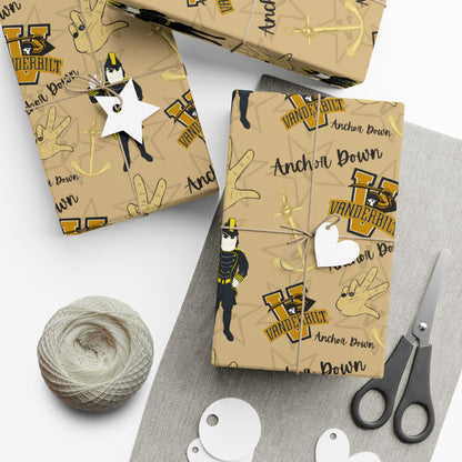 Vanderbilt Pattern Gift Wrap Paper — Personalized College Mascot Wrapping Sheets