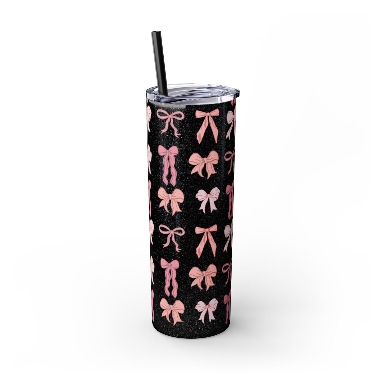 Cute Bow Pattern Skinny Tumbler, 20oz Travel Mug, Gift for Her, Bridesmaid Gift, Bachelorette Party Favor, Hydration Cup