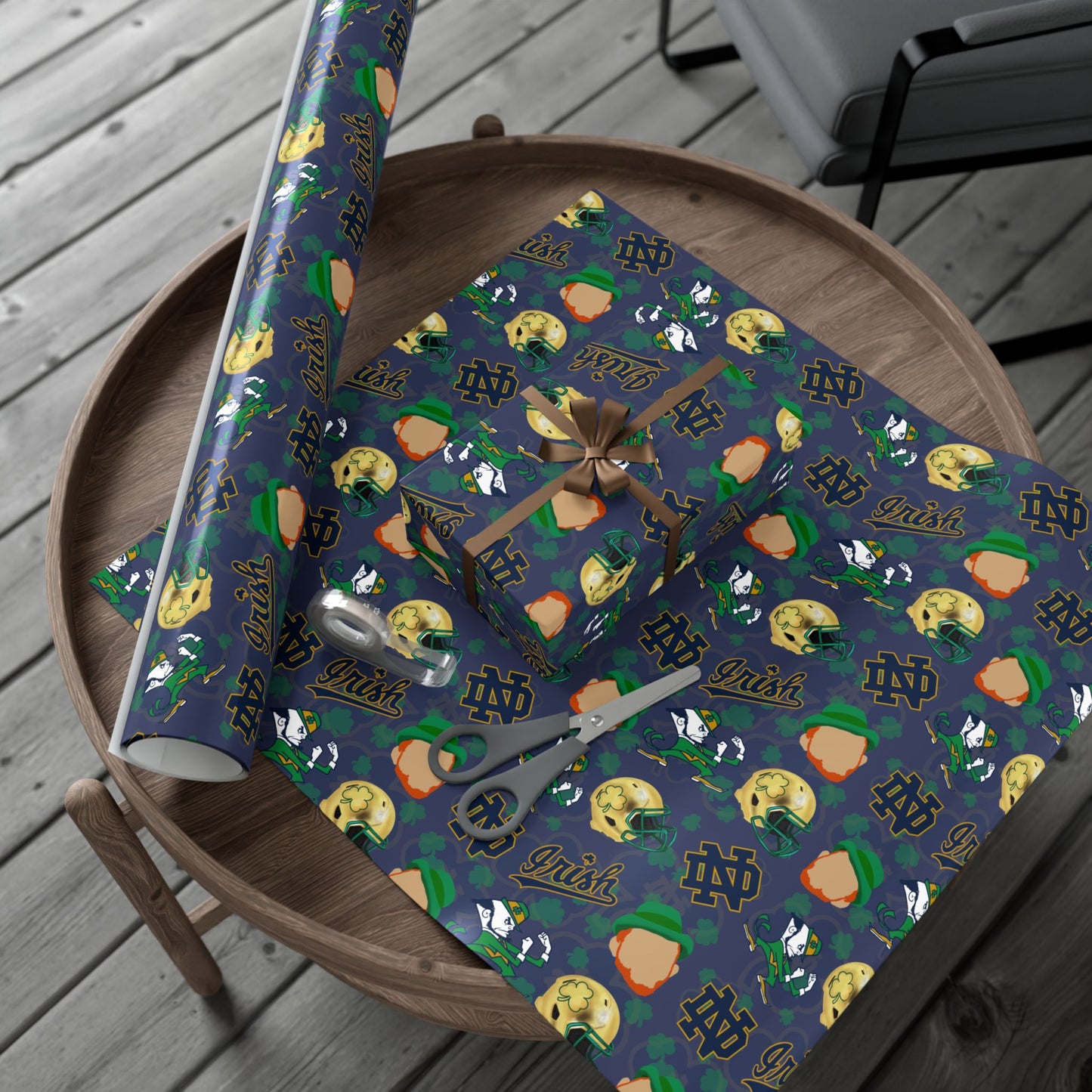 Notre Dame Fighting Irish Gift Wrap Paper – College Football Themed Wrapping Sheets